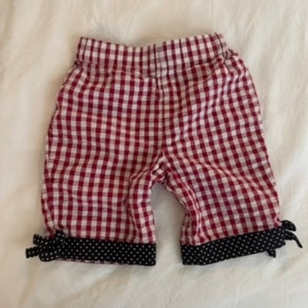 Specially Baby Shorts Kids Red Gingham Seersucker Polka Dot Trim Bows